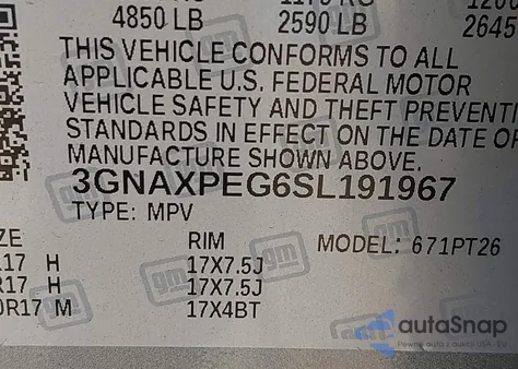 2025 Chevrolet Equinox Awd Lt z USA, uszkodzony, nr VIN 3GNAXPEG6SL191967